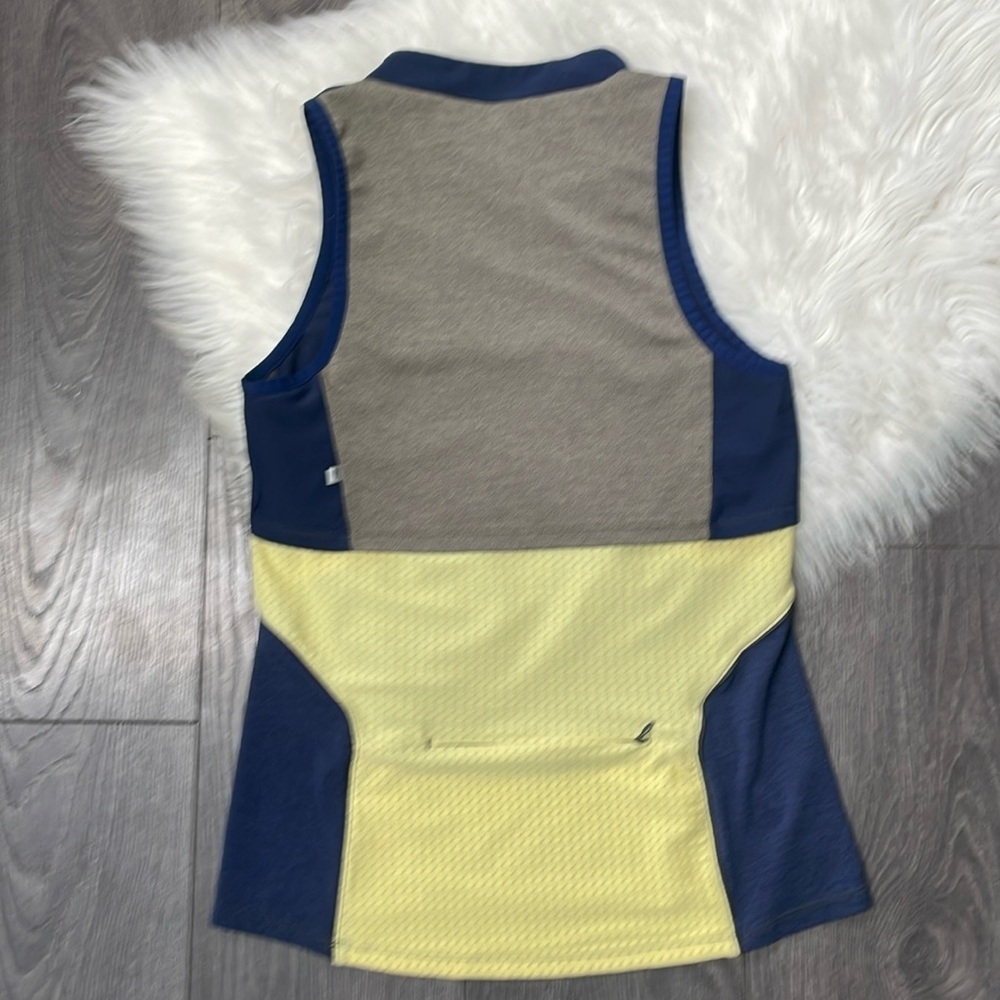 Fushionwear by ARYS blue yellow colourblovk  Sleeveless Tank - Picture 2 of 14